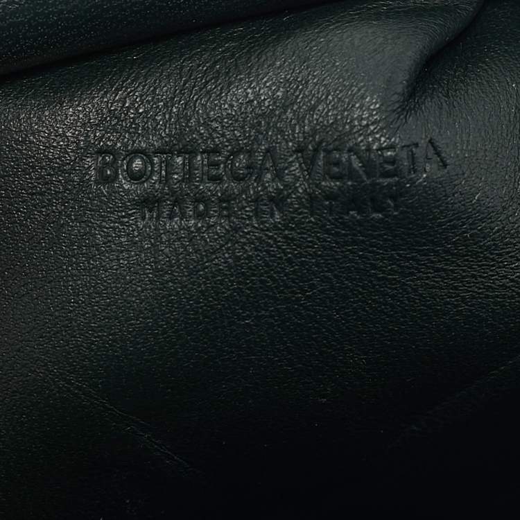 Pre Owned Bottega Veneta Dark Green Intrecciato Leather Mini The Pouch Bag