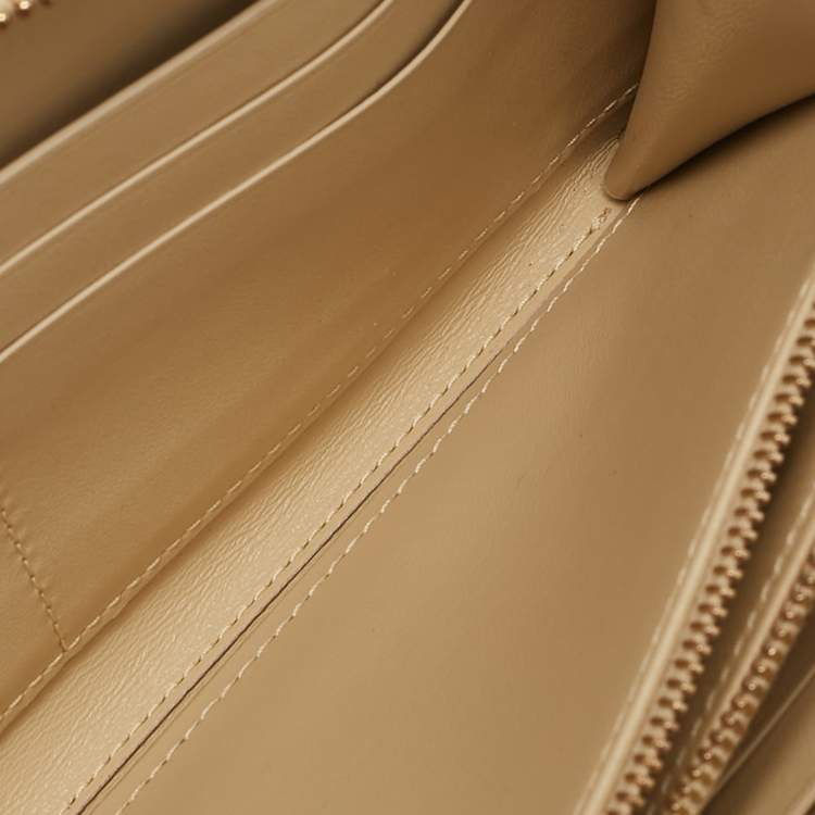 Pre Owned Bottega Veneta Beige Intrecciato Leather Zip Continental Wallet