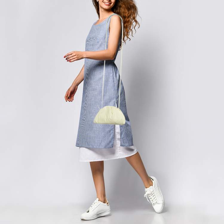 Pre Owned Bottega Veneta Light Yellow Leather Mini The Pouch Bag