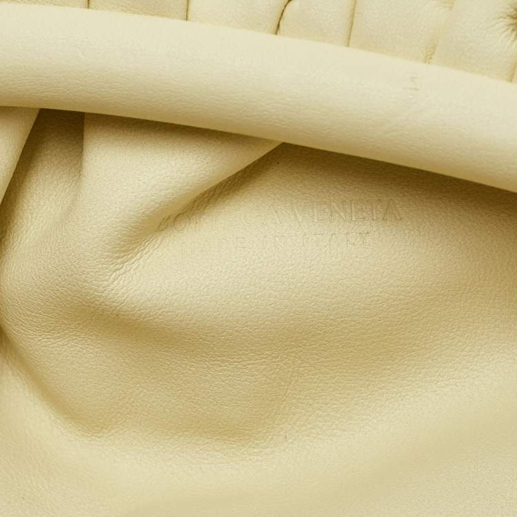 Pre Owned Bottega Veneta Light Yellow Leather Mini The Pouch Bag
