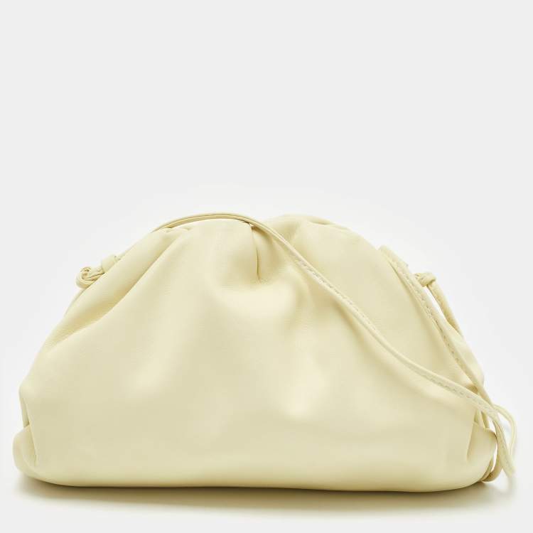 Pre Owned Bottega Veneta Light Yellow Leather Mini The Pouch Bag