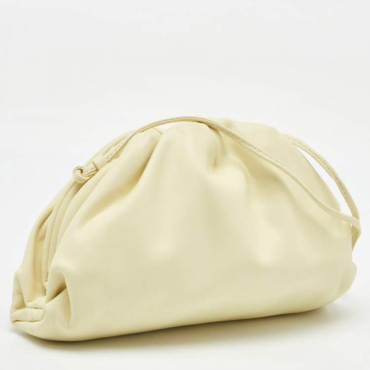 Pre Owned Bottega Veneta Light Yellow Leather Mini The Pouch Bag