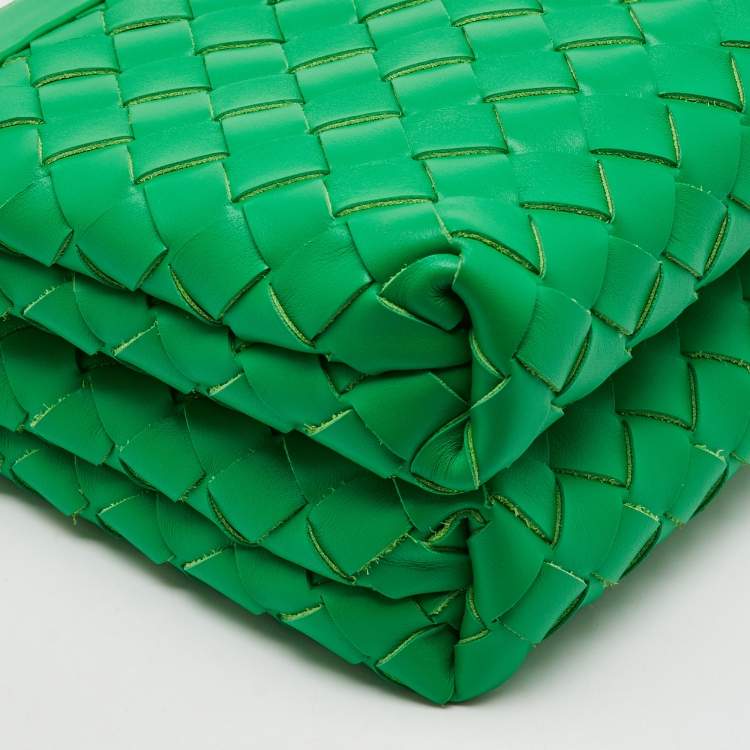 Pre Owned Bottega Veneta Green Intrecciato Leather Duo Shoulder Bag