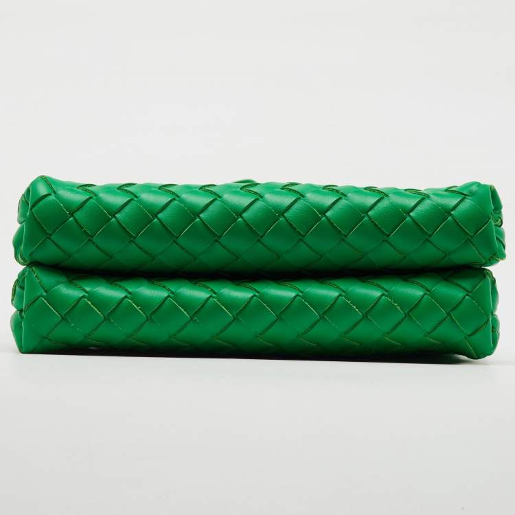 Pre Owned Bottega Veneta Green Intrecciato Leather Duo Shoulder Bag