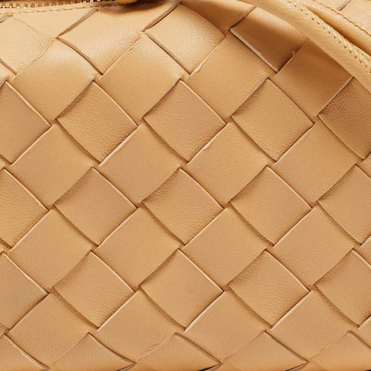 Pre Owned Bottega Veneta Almond Intrecciato Leather Candy Loop Crossbody Bag