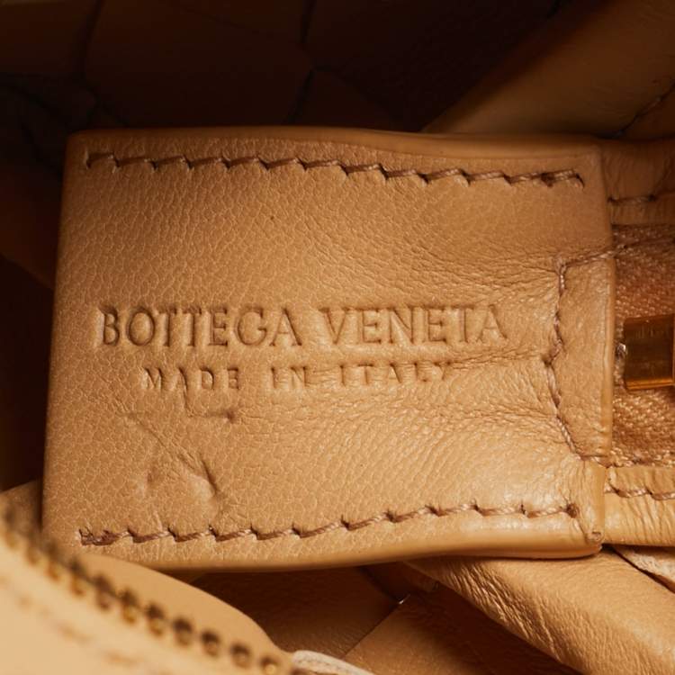 Pre Owned Bottega Veneta Almond Intrecciato Leather Candy Loop Crossbody Bag