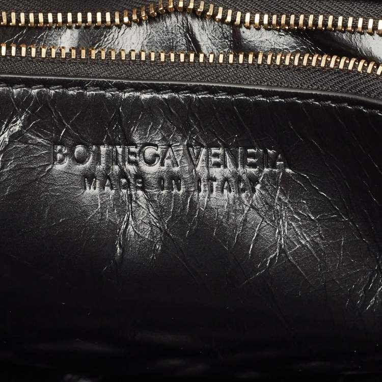 Pre Owned Bottega Veneta Black Intreccio Leather kalimero Citta Shoulder Bag