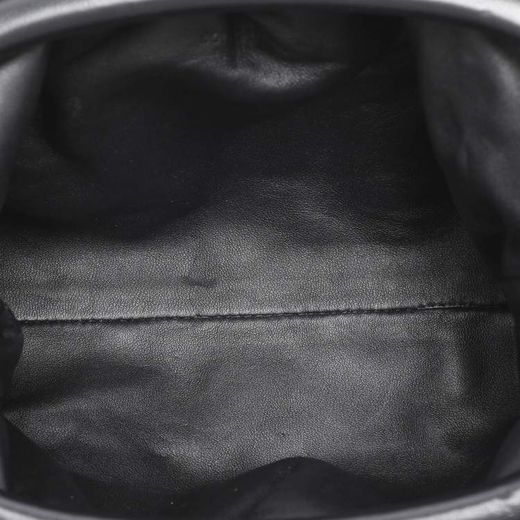Pre Owned Bottega Veneta Black Intrecciato Leather Mini The Pouch Bag