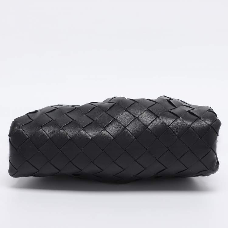 Pre Owned Bottega Veneta Black Intrecciato Leather Mini The Pouch Bag