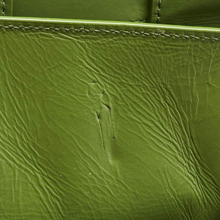 Pre Owned Bottega Veneta Green Plisse Intreccio Leather Cassette Shoulder Bag
