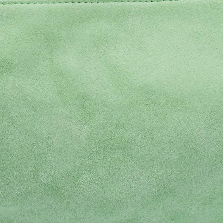 Pre Owned Bottega Veneta Green Suede Small Turn Pouch