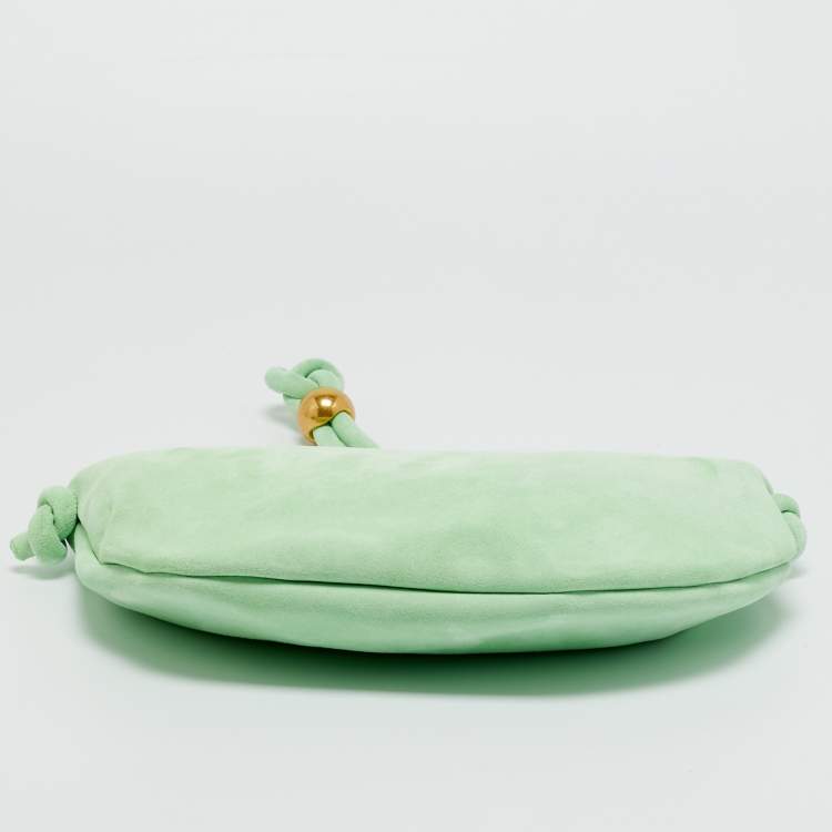 Pre Owned Bottega Veneta Green Suede Small Turn Pouch