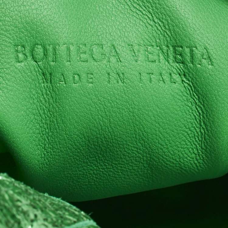 Pre Owned Bottega Veneta Metallic Green Intrecciato Leather Mini Jodie Hobo