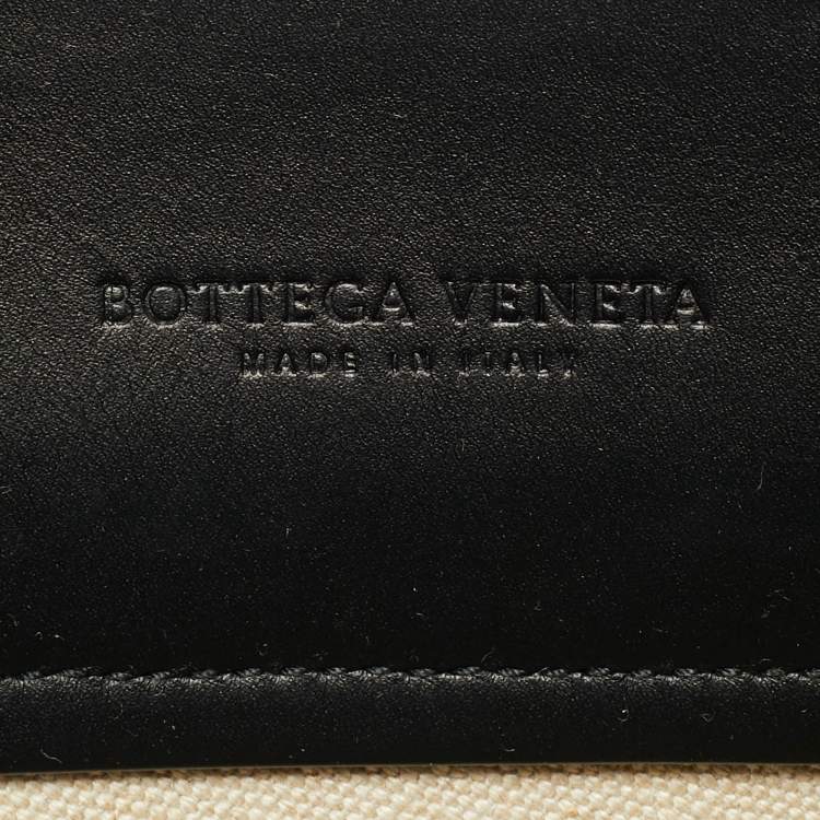 Pre Owned Bottega Veneta Beige/Black Intrecciato Canvas and Leather Slip Tote