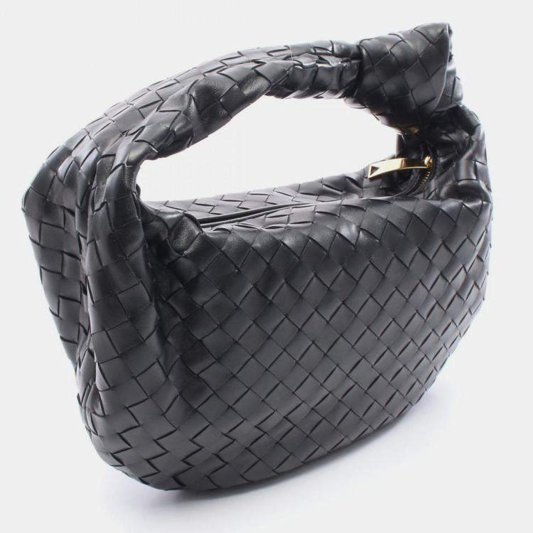 Pre Owned Bottega Veneta Teen Jodie Black Leather Handbag