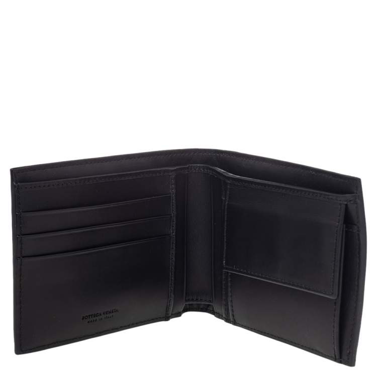 Pre Owned Bottega Veneta Black Intrecciato Leather Bifold Wallet
