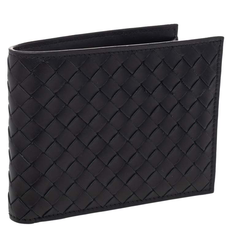 Pre Owned Bottega Veneta Black Intrecciato Leather Bifold Wallet