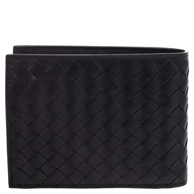 Pre Owned Bottega Veneta Black Intrecciato Leather Bifold Wallet