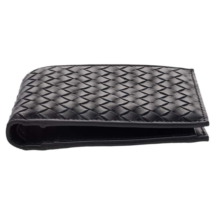 Pre Owned Bottega Veneta Black Intrecciato Leather Bifold Wallet