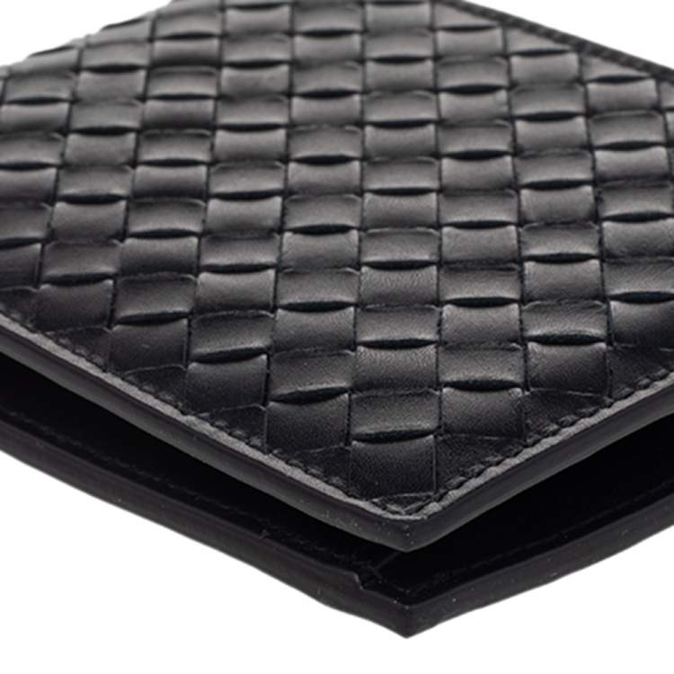 Pre Owned Bottega Veneta Black Intrecciato Leather Bifold Wallet