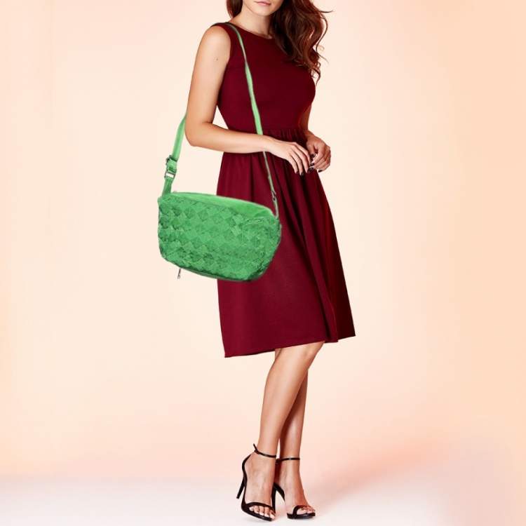 Bottega Veneta green woven shoulder bag