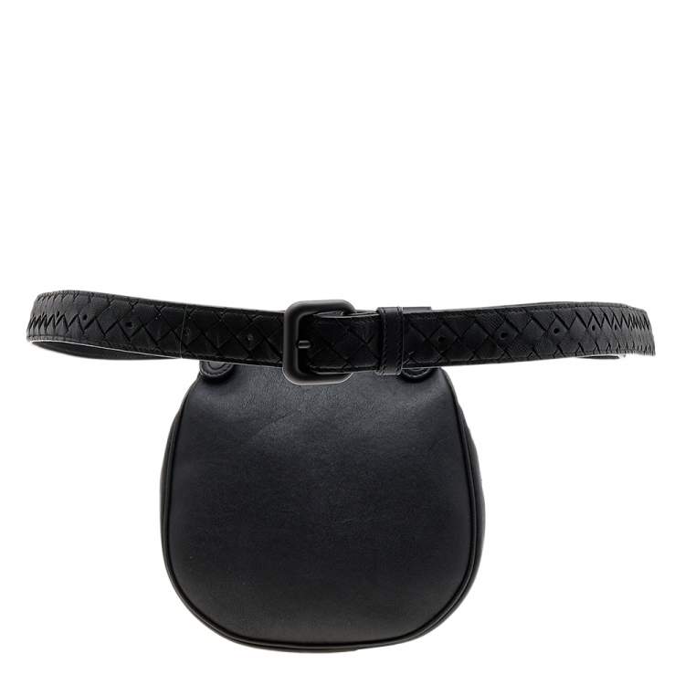 مملوكة مسبقًا Bottega Veneta Black Intrecciato Leather Belt Bag