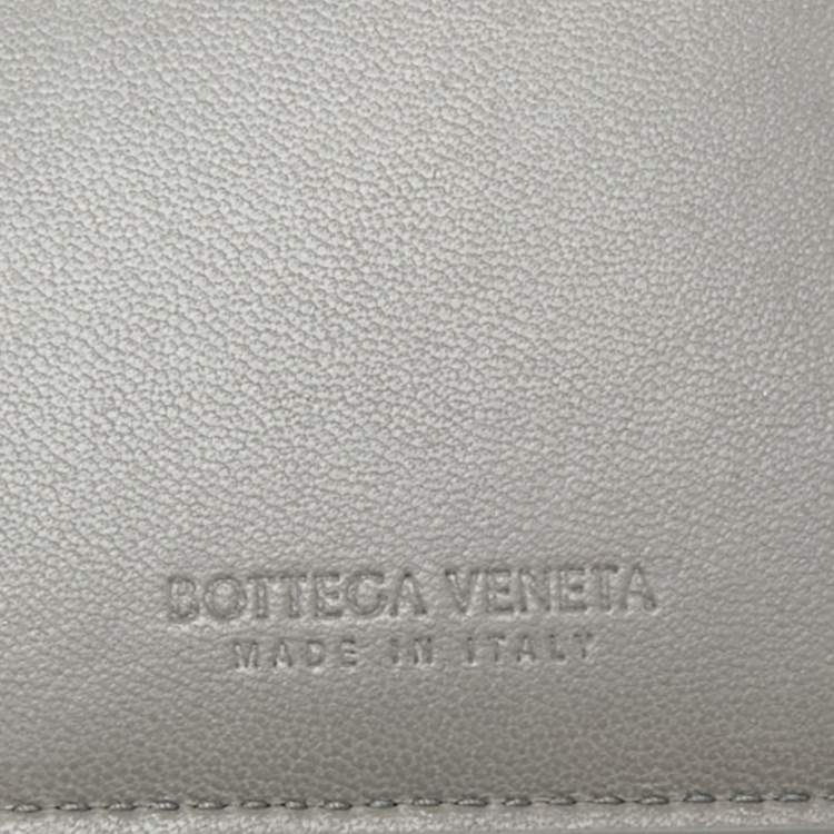 Pre Owned Bottega Veneta Grey Intrecciato Leather Zip Card Holder