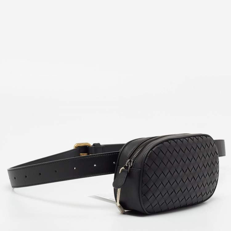 مملوكة مسبقًا Bottega Veneta Black Intrecciato Leather Belt Bag