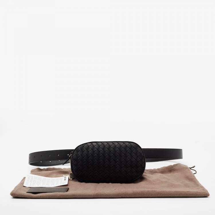 مملوكة مسبقًا Bottega Veneta Black Intrecciato Leather Belt Bag