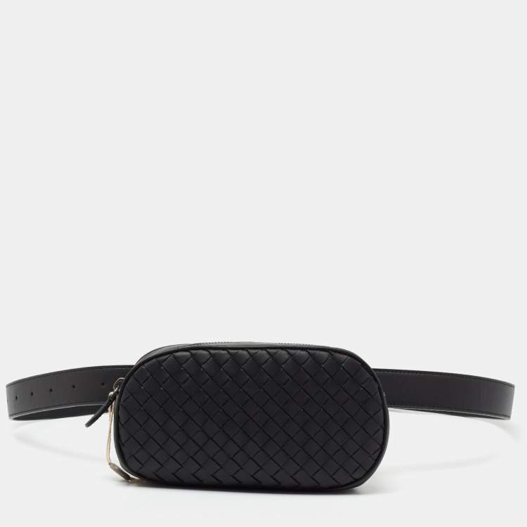 مملوكة مسبقًا Bottega Veneta Black Intrecciato Leather Belt Bag