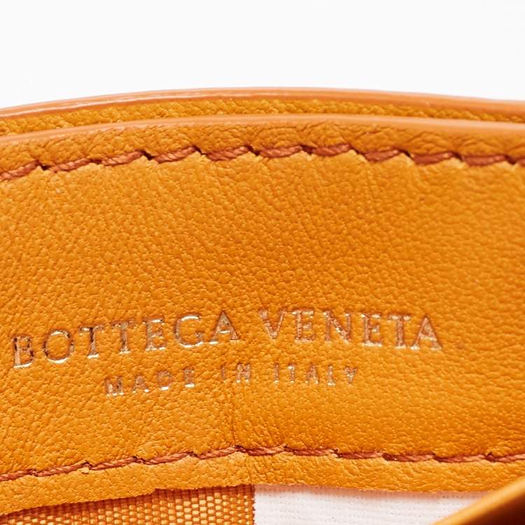 Pre Owned Bottega Veneta Mustard Intrecciato Leather Butterfly Card Holder