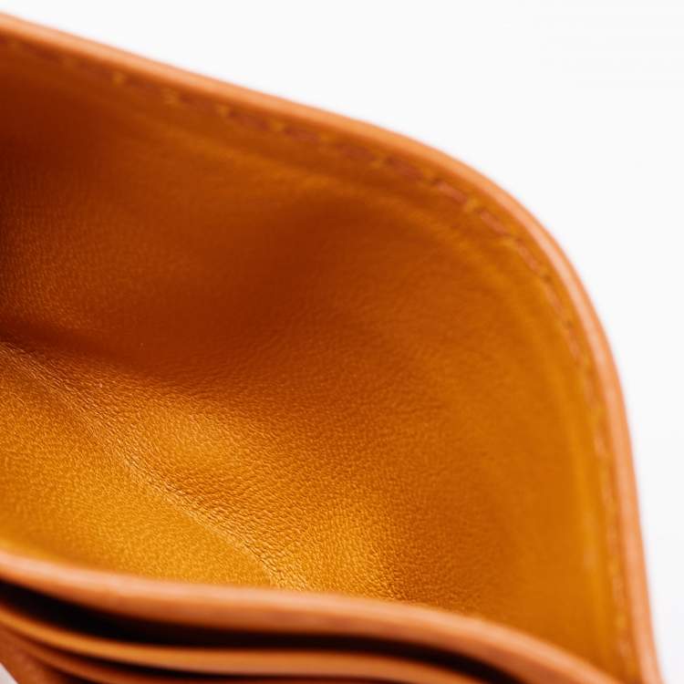 Pre Owned Bottega Veneta Mustard Intrecciato Leather Butterfly Card Holder