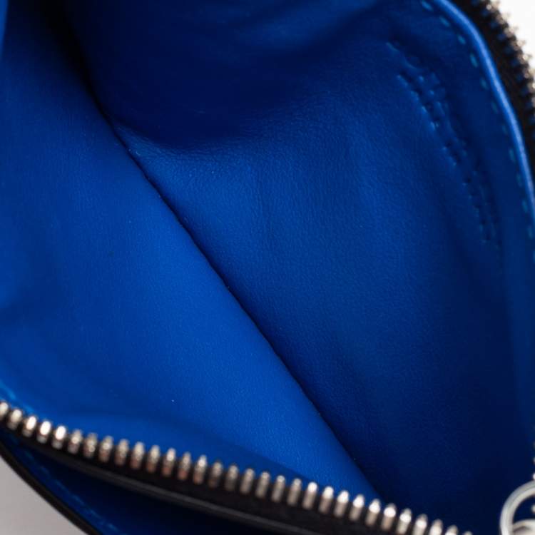 مملوكة مسبقًا Bottega Veneta Black/Blue Intrecciato Leather Card Holder