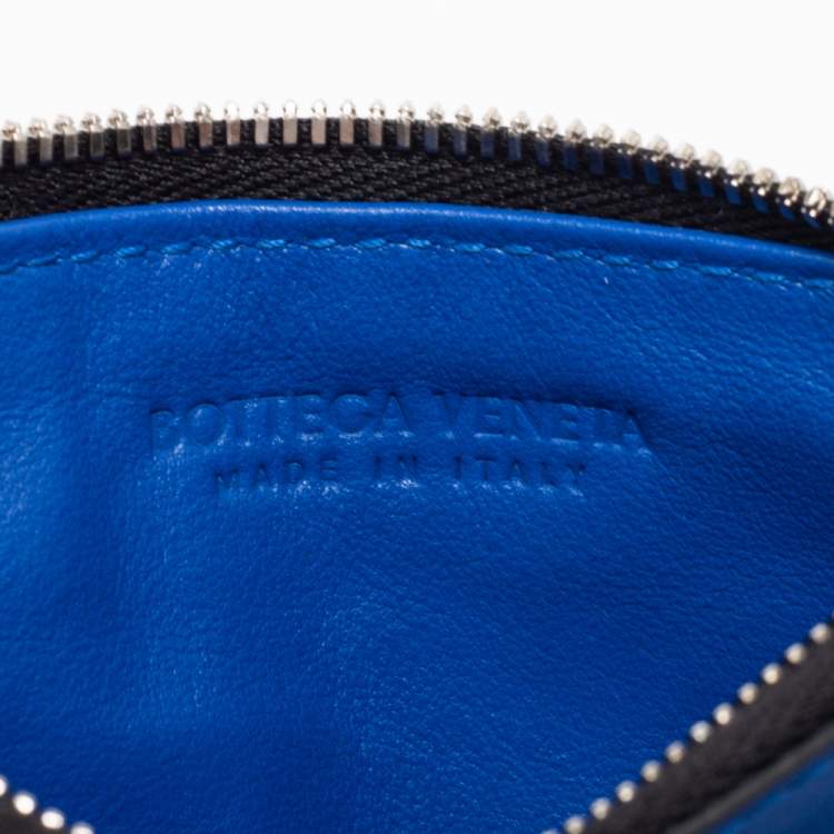 مملوكة مسبقًا Bottega Veneta Black/Blue Intrecciato Leather Card Holder