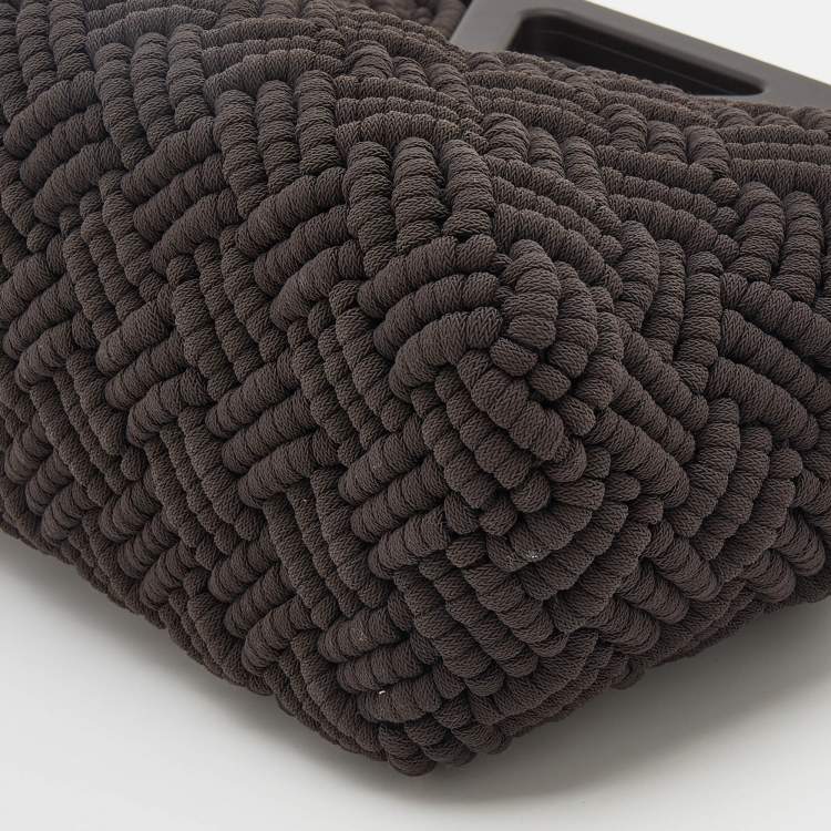 Pre Owned Bottega Veneta Dark Brown Intrecciato Macrame Point Shoulder Bag