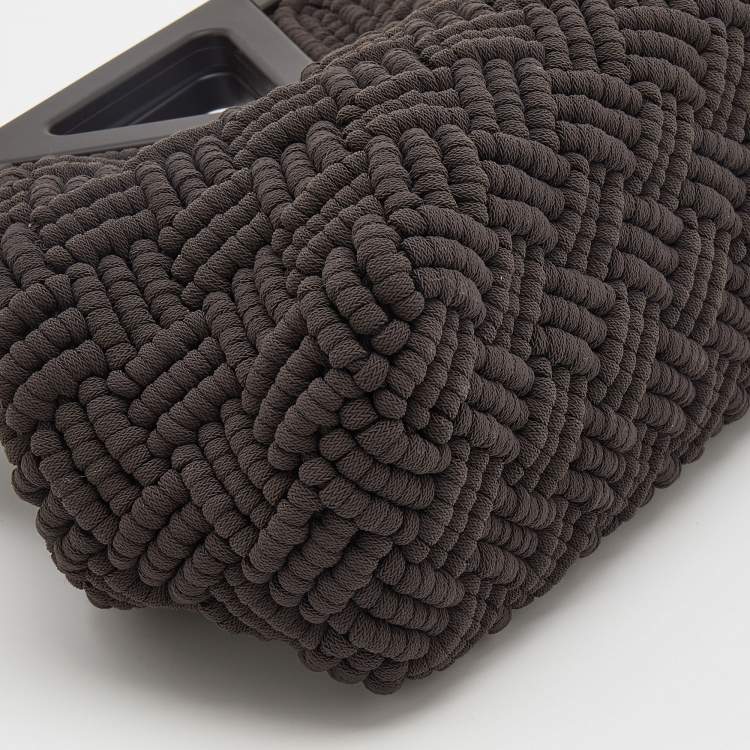 Pre Owned Bottega Veneta Dark Brown Intrecciato Macrame Point Shoulder Bag