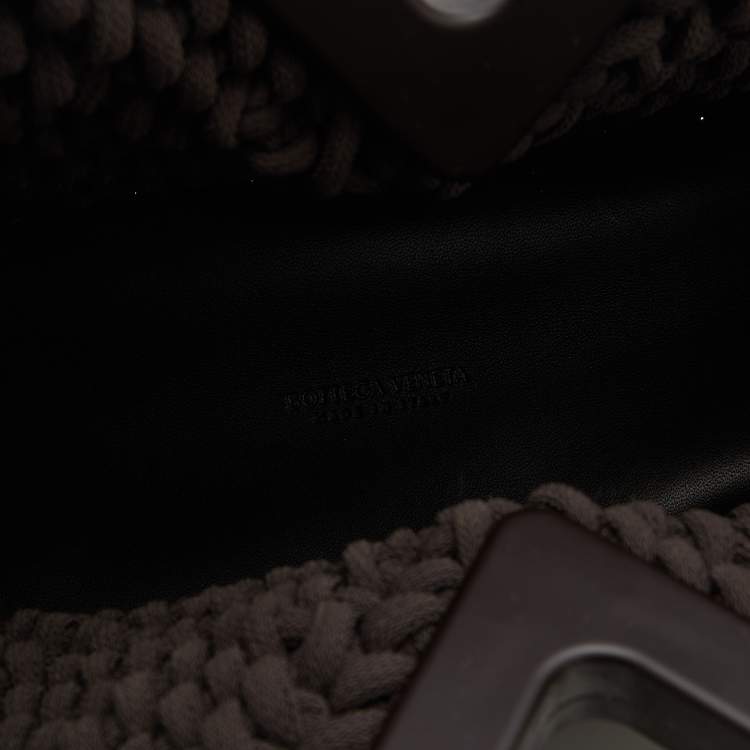Pre Owned Bottega Veneta Dark Brown Intrecciato Macrame Point Shoulder Bag