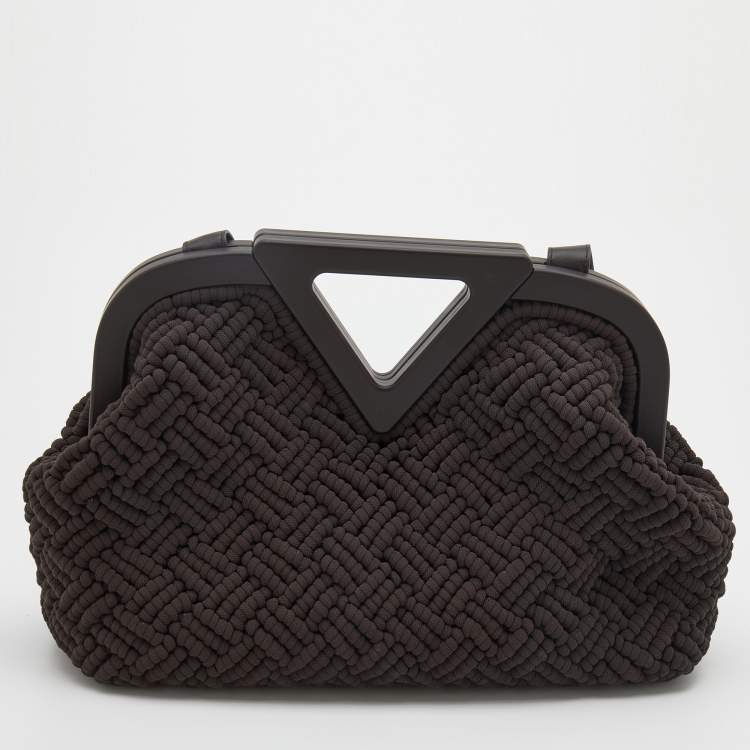 Pre Owned Bottega Veneta Dark Brown Intrecciato Macrame Point Shoulder Bag
