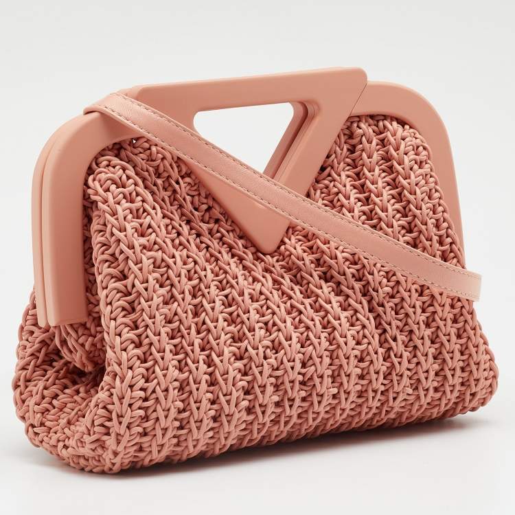 Pre Owned Bottega Veneta Peach Intrecciato Leather Point Shoulder Bag