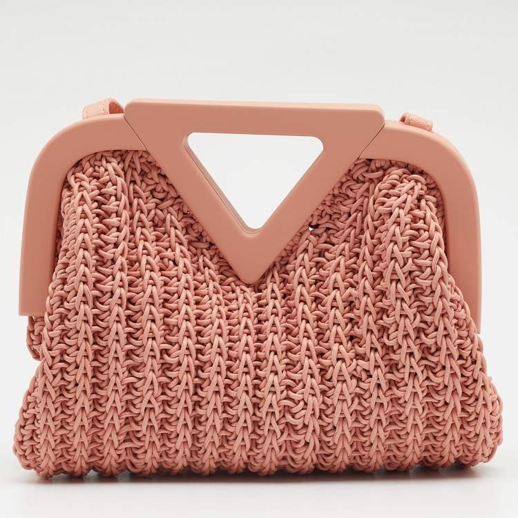 Pre Owned Bottega Veneta Peach Intrecciato Leather Point Shoulder Bag