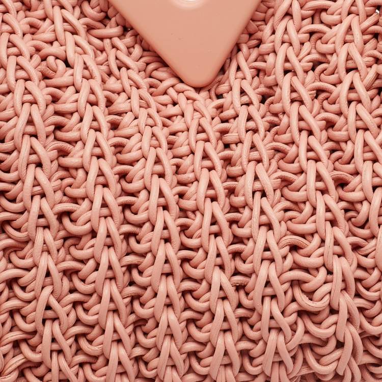 Pre Owned Bottega Veneta Peach Intrecciato Leather Point Shoulder Bag