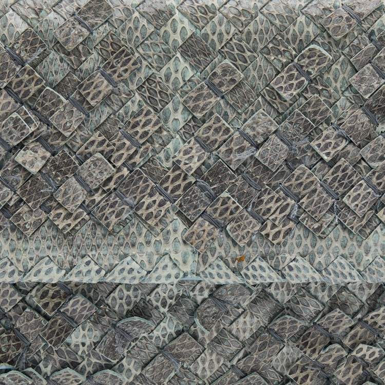 Pre Owned Bottega Veneta Grey/Blue Snakeskin Olimpia Shoulder Bag