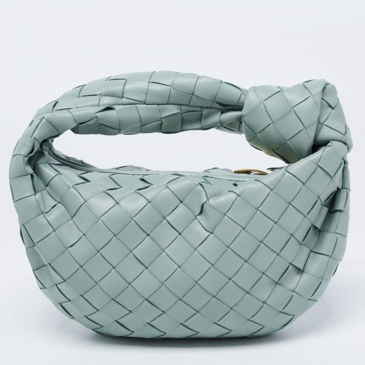 Pre Owned Bottega Veneta New Sauge Intrecciato Leather Mini Jodie Hobo