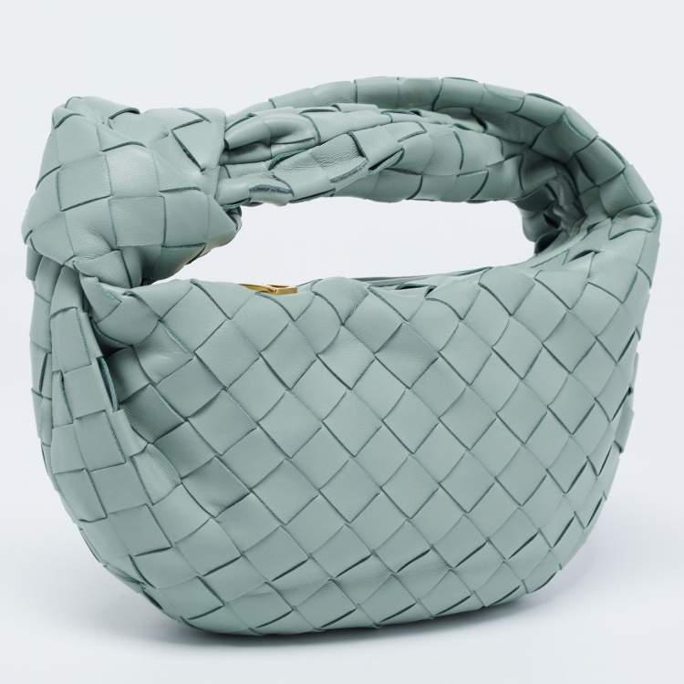 Pre Owned Bottega Veneta New Sauge Intrecciato Leather Mini Jodie Hobo