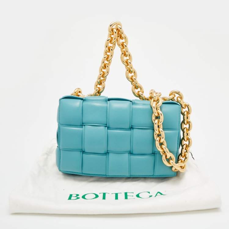 Pre Owned Bottega Veneta Blue Leather Chain Cassette Top Handle Bag