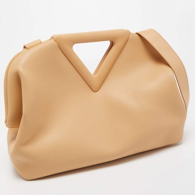 Pre Owned Bottega Veneta Beige Leather The Triangle Shoulder Bag