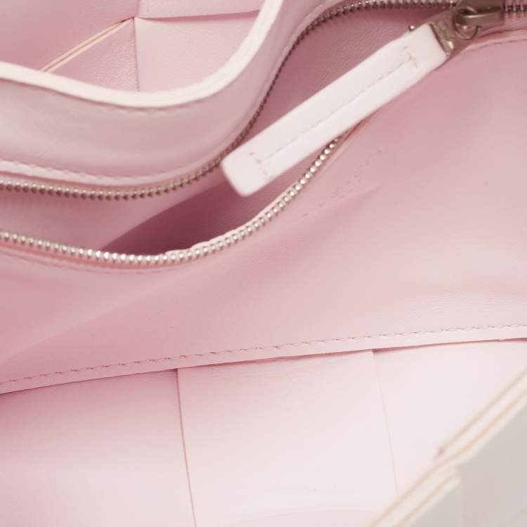 Pre Owned Bottega Veneta Light Pink Intrecciato Leather Cassette Shoulder Bag