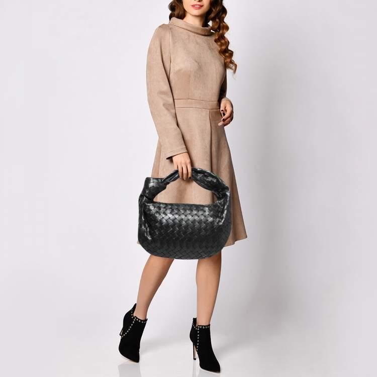 Pre Owned Bottega Veneta Black Leather Teen Jodie Hobo