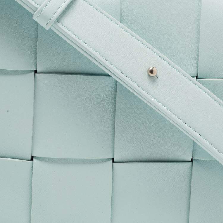 Pre Owned Bottega Veneta Light Blue Intrecciato Leather Cassette Shoulder Bag