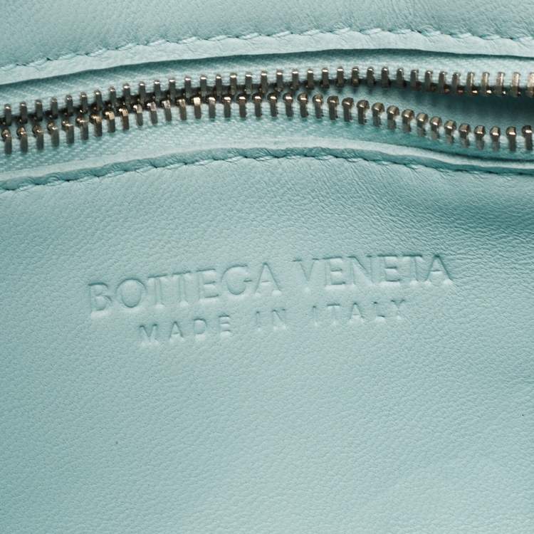 Pre Owned Bottega Veneta Light Blue Intrecciato Leather Cassette Shoulder Bag